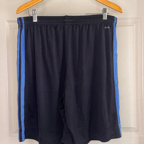 adidas Mens Grey & Blue Polyester "Climatlite" Atheletic Shorts w/ 10" Inseam - Picture 2 of 3